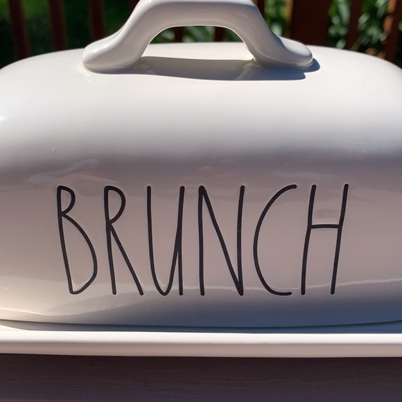 New Rae Dunn BRUNCH Butter Dish with Lid and Tray - Picture 2 of 7